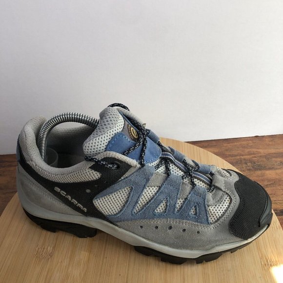 Scarpa Womens Size 8.5 - 9 Gray Blue Hiking Climbing Suede Sneaker Shoes Vibram - Picture 8 of 11
